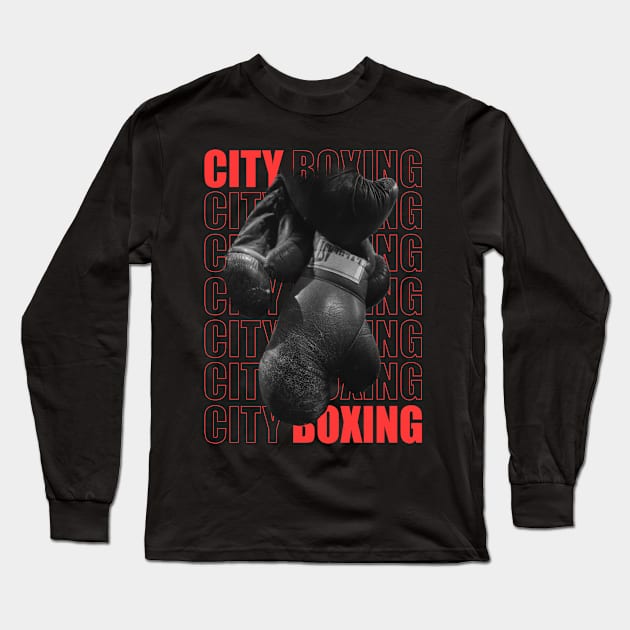 City Boxing Gloves Long Sleeve T-Shirt by TricheckStudio